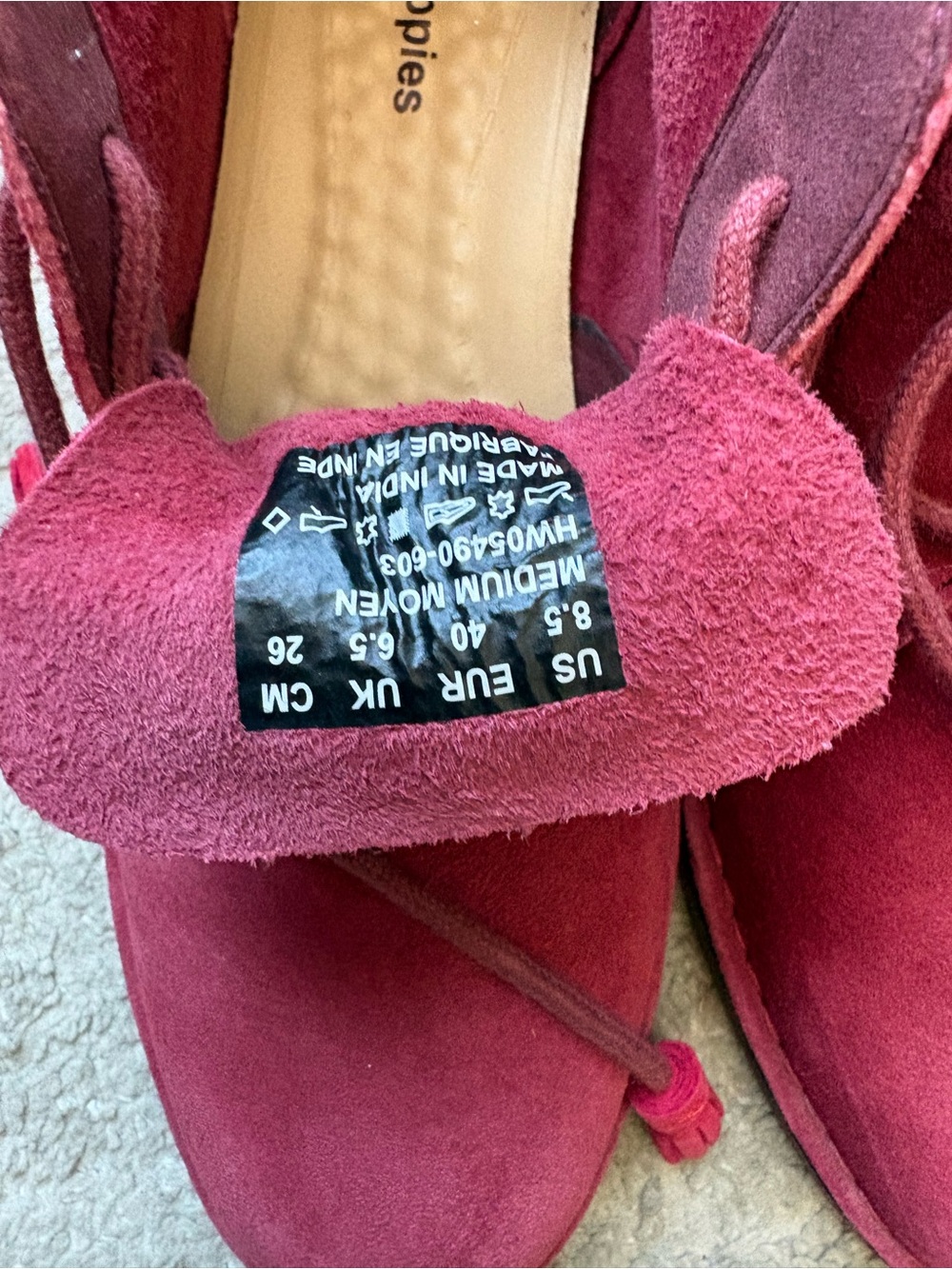 Hush Puppies Raspberry Suede Tassel Lace-Up Ankle Boots - Picture 3 of 5